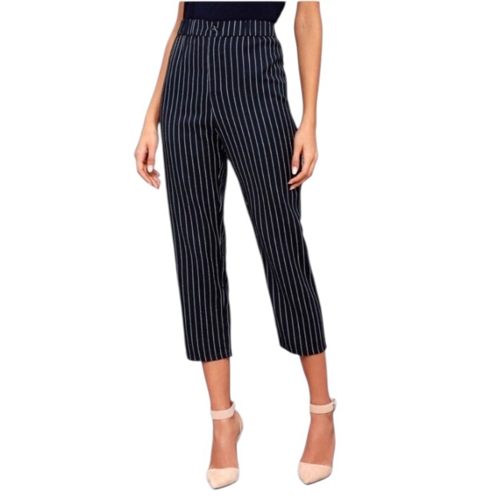 2/$30 Lauren by Ralph Lauren Navy Striped Cropped Pants Sz 10